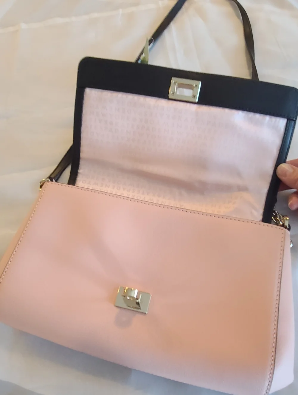 NWT Rare Limited Kate Spade Greer Mayfair Drive Bow Crossbody Bag Pink Black - Picture 7 of 16